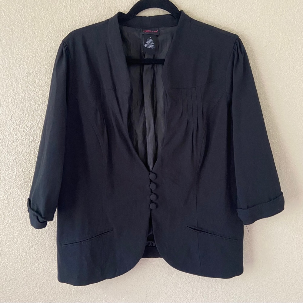 Torrid Size 2 Black Open Front Blazer 3/4 Sleeve